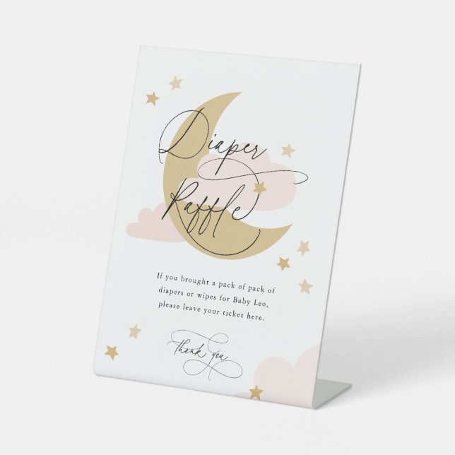 Signe De Table Lune et Étoiles Refus de couches Signal Baby showe (Recto)