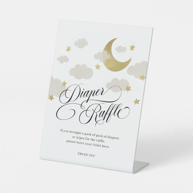 Signe De Table Lune Étoiles Baby shower nuageux Dépouilleur Refus (Recto)
