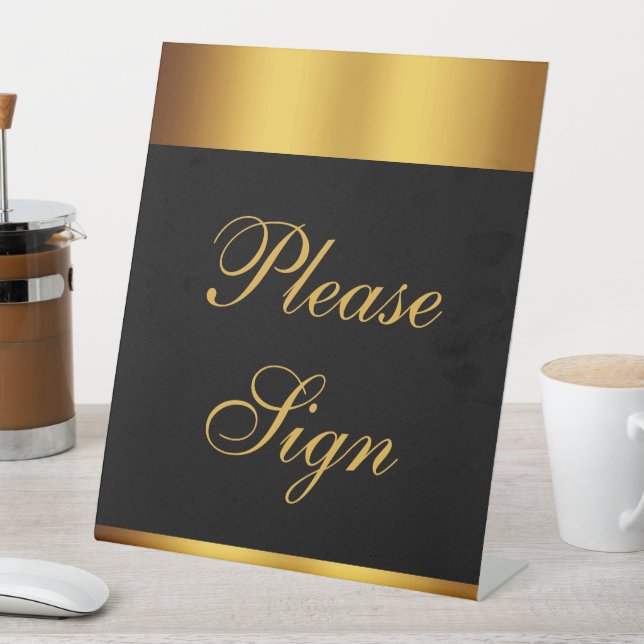 Signe De Table Luxe Black Gold Calligraphie Mariage S'il vous pla (In SItu)
