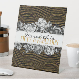Signe De Table Luxe noir et or personnalisé 50 et fabuleux