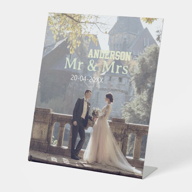 Signe De Table M. et Mme ajoutent nom de famille photo date maria (Recto)