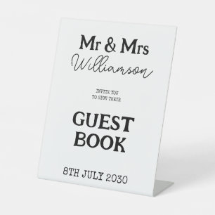 Signe De Table M. Et Mme Black And White Mariage Livre D'Invitati