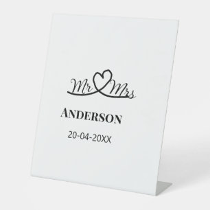 Signe De Table M. & Mme ajouter nom de famille date année mariage