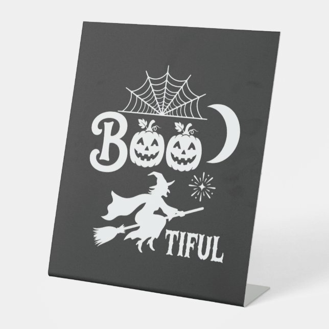 Signe De Table Magnifique conception de sorcière de Halloween Moo (Recto)