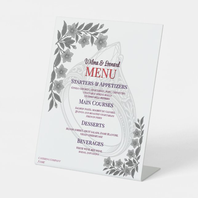 Signe De Table Magnifique menu de table de mariage gothique sur p (Recto)