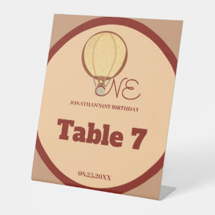 Signe De Table Magnifique montgolfière YAK pour 1er anniversaire