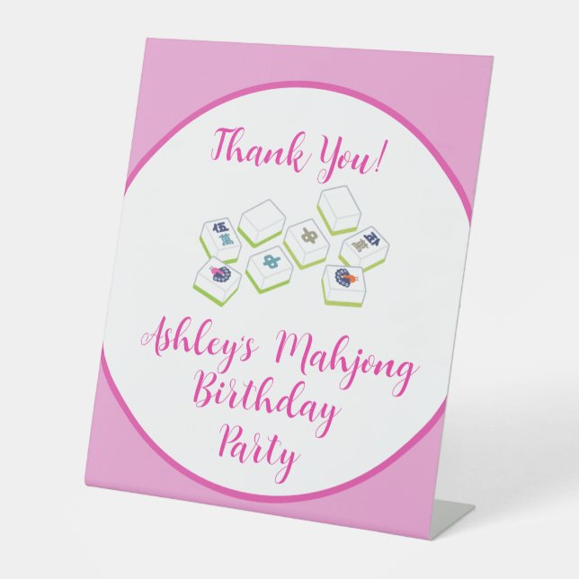 Signe De Table Mahjong d'anniversaire PERSONNALISER (Recto)
