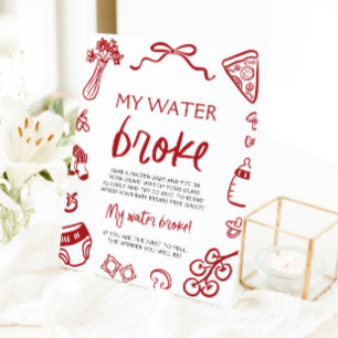 Signe De Table Main tiré italien My Water Broke Baby shower Jeu