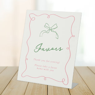 Signe De Table Main Whimsical Tirée Rose & Green Faveurs