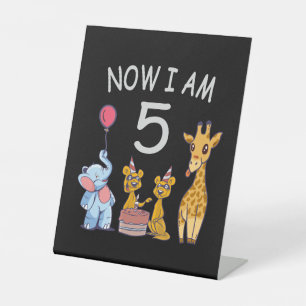 Signe De Table Maintenant, j'ai 5 ans 5e anniversaire au Zoo