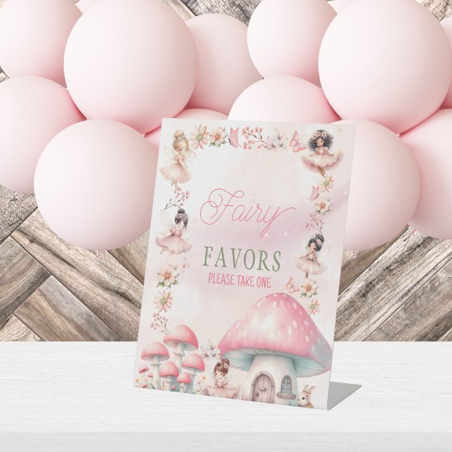 Signe De Table Maison Champignon Fée Rose Faveurs d'anniversaire (Créateur téléchargé)