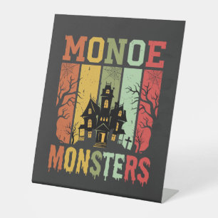 Signe De Table Maison Hantée Halloween Monstres Rétro