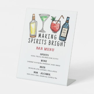 Signe De Table Making Spirits Bright Christmas Bar Menu Sign
