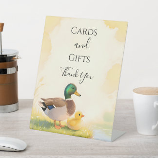 Signe De Table Mallard Duck with Duckling Baby Shower Table Sign