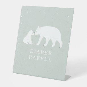 Signe De Table Mama Et Bébé Polar Ours Bleu Bébé Déchets Raffle