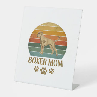 Signe De Table Maman Boxer Chien Rétro Coucher de Soleil Empreint