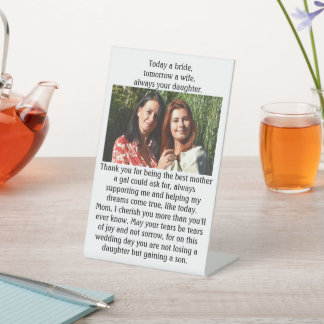 Signe De Table Maman de la mariée toujours votre fille merci