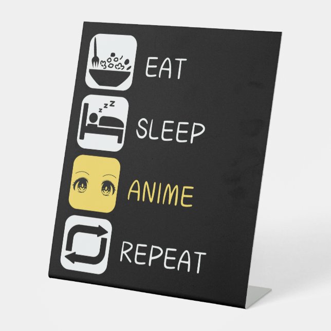 Signe De Table Manger Sleep Anime Repeat, Anime Culture (Recto)