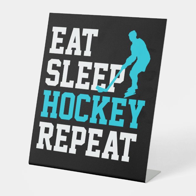 Signe De Table Manger Sommeil Hockey Répéter (Recto)