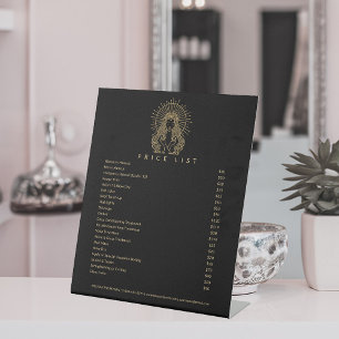 Signe De Table Maquillage de Tarot Nails Lashes Salon Or Noir