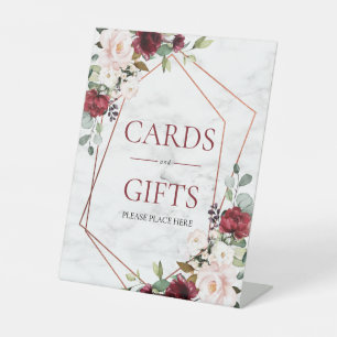 Signe De Table Marbre de Bourgogne Géométrique Floral Mariage Cad