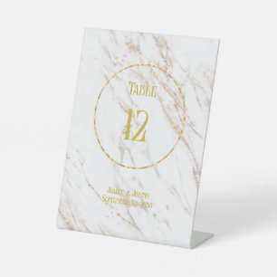 Signe De Table Marbre d'or avec texte dans la tablette Gold Circl