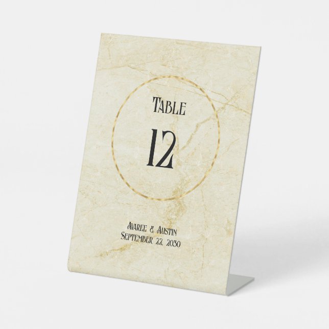 Signe De Table Marbre d'or avec texte dans la tablette Gold Circl (Recto)