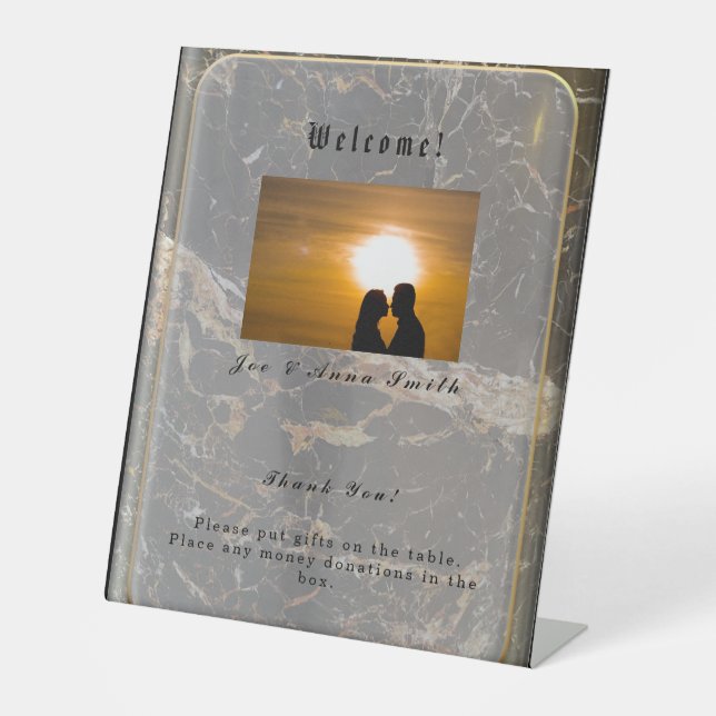 Signe De Table Marbre élégant personnalisé (Recto)