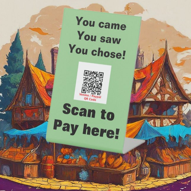 Signe De Table Marché de l'artisanat Fundy Scan 2 Payez QR Code V (Front with Background)