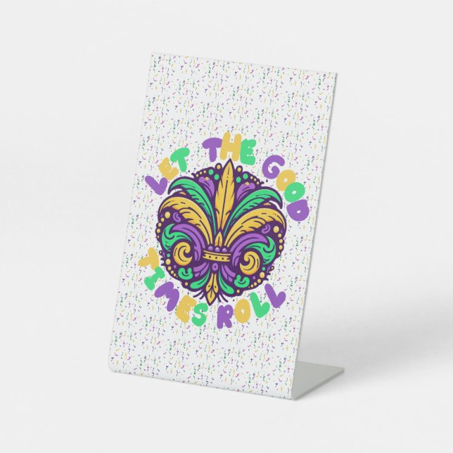 Signe De Table Mardi Gras Laissez rouler les bons moments (Recto)