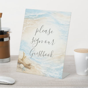 Signe De Table Marées Éternelles Aquarelle Côtière Mariage sur la