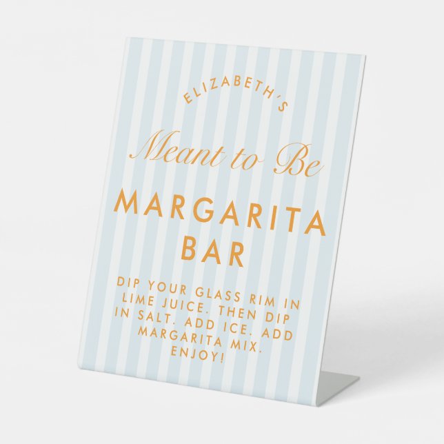 Signe De Table Margarita Bar Rétro Orange et Bleu Enterrement de  (Recto)