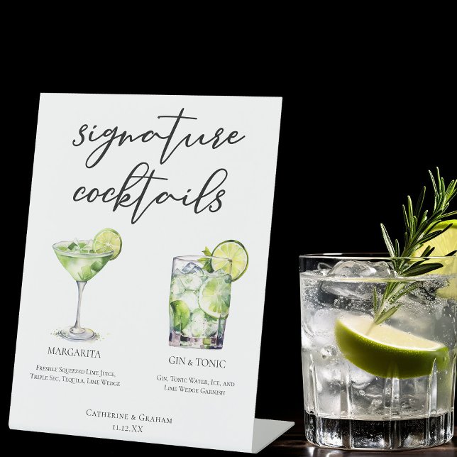 Signe De Table Margarita Gin & Tonic Signature Cocktails Menu (Créateur téléchargé)