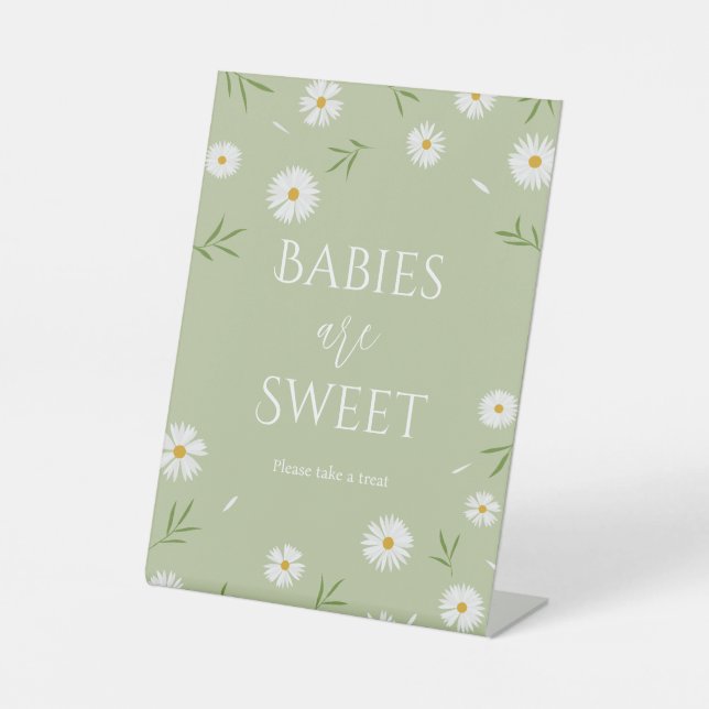 Signe De Table Marguerites Blanches Bébés Vert Sauge sont une Dou (Recto)