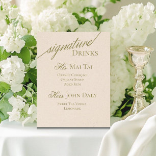 Signe De Table Mariage à cocktails Serif Green Signature moderne