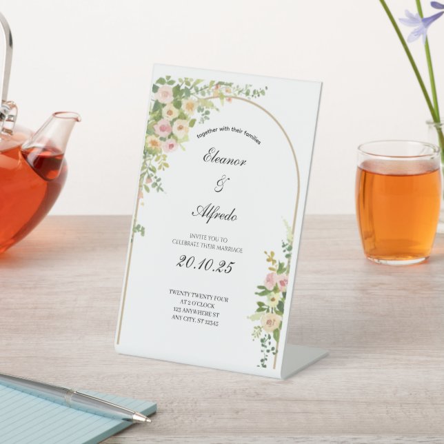 Signe De Table Mariage à la rose aquarelle  (In SItu)