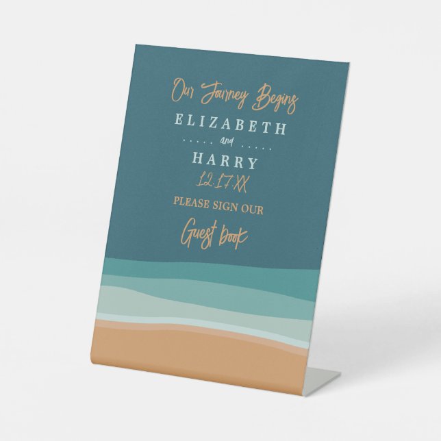 Signe De Table Mariage Abstrait Ocean Beach (Recto)