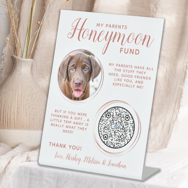 Signe De Table Mariage animal de compagnie Chien Photo Rose Gold  (Créateur téléchargé)