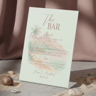 Signe De Table Mariage au bar Tropical Island Sunset 