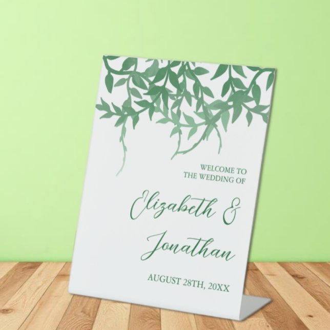 Signe De Table Mariage aux feuilles botaniques rustiques (Créateur téléchargé)