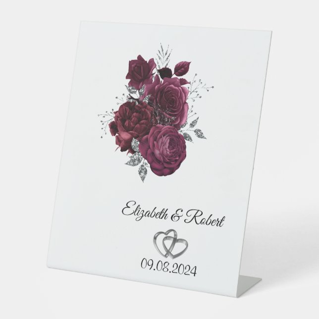 Signe De Table Mariage aux Roses de Bourgogne (Recto)