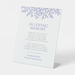 Signe De Table Mariage bleu feuille monogramme amour mémoire