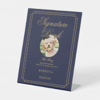 Mariage bleu marine et or Signature pour animaux d