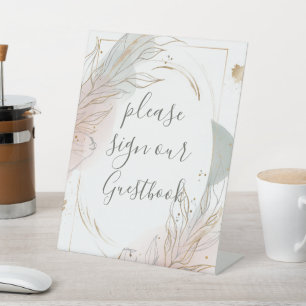 Signe De Table Mariage botanique Gilded Gold Sage & Blush