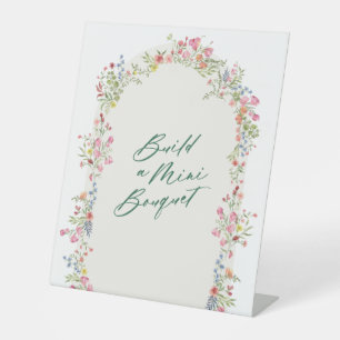 Signe De Table mariage bouquet floral vert arche