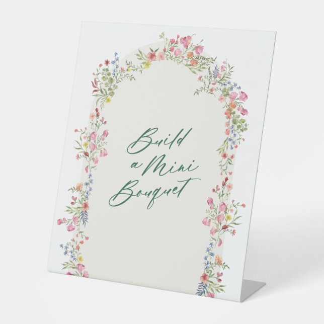 Signe De Table mariage bouquet floral vert arche (Recto)