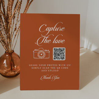 Signe De Table Mariage Calligraphie Terracotta Capturez l'Amour