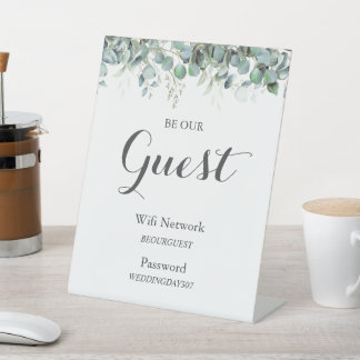 Signe De Table Mariage Campagnard Botanique Eucalyptus Wifi