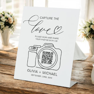Signe De Table Mariage Capture L'Amour QR Code Photo Partager