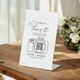 Signe De Table Mariage Capture L'Amour QR Code Photo Partager